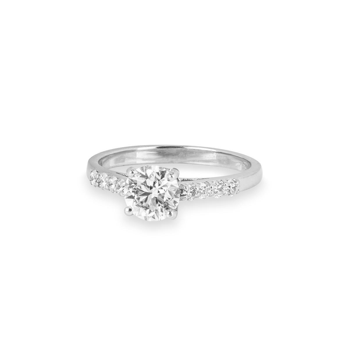 IGR Certified White Gold Round Brilliant Cut Diamond Ring 0.94ct H-I/VS In New Condition For Sale In London, GB