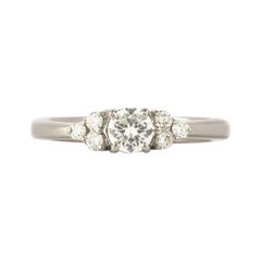 White Gold Round Brilliant Cut Engagement Three Stone Ring 0.33ct H/VS