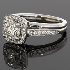 White Gold Round Diamond Bypass Halo Engagement Ring