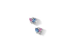 White Gold Round Diamonds Pear Cut Sapphire Earrings “Classic”