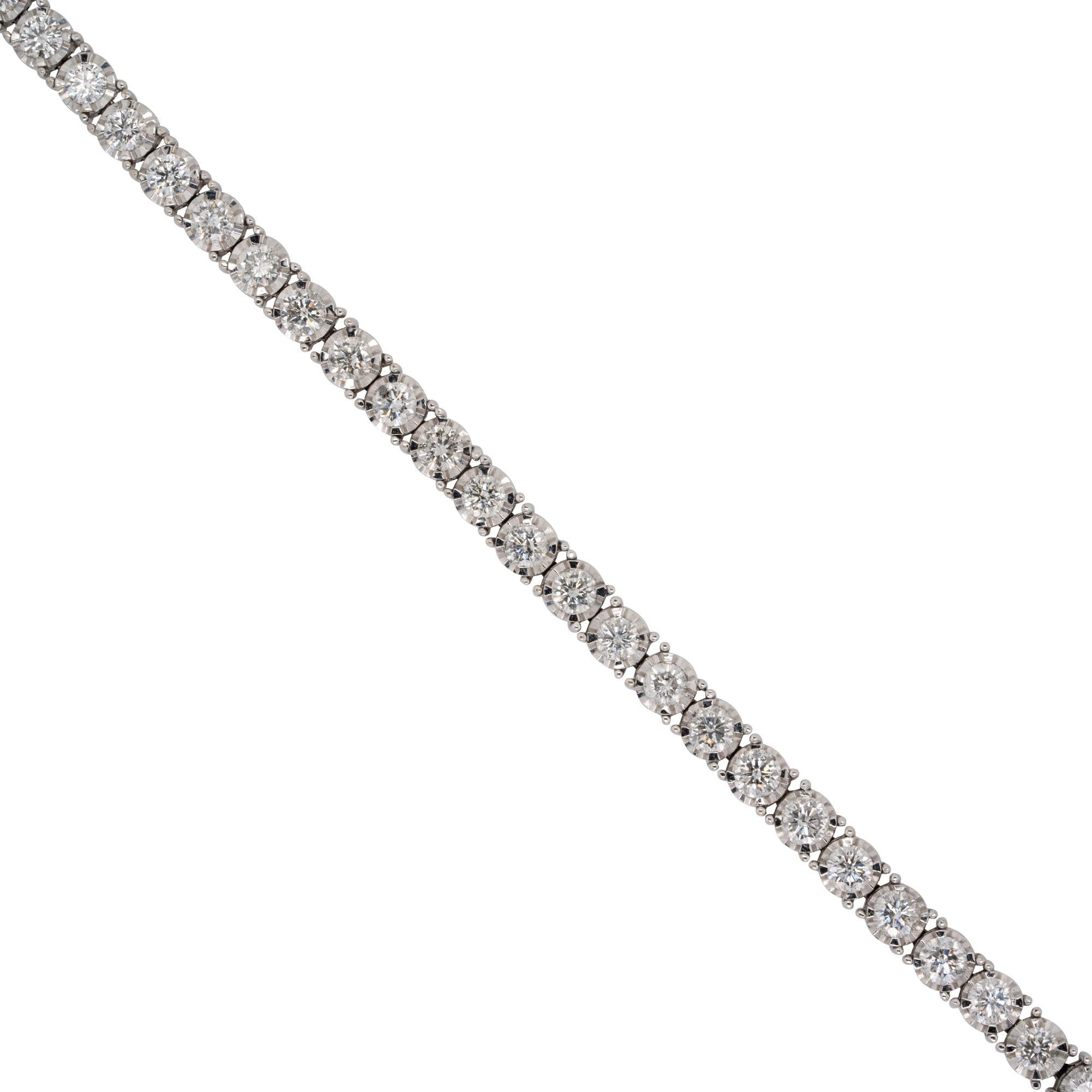 14 Karat Weißgold-Tennisarmband mit runden Diamanten, auf Lager (Rundschliff)