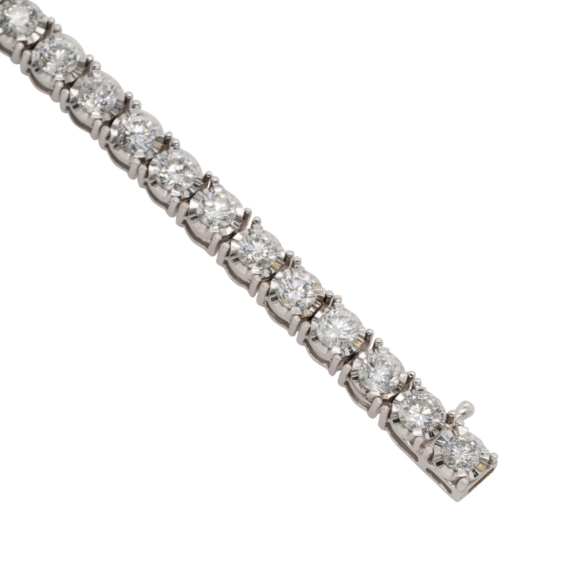 14 Karat Weißgold-Tennisarmband mit runden Diamanten, auf Lager für Damen oder Herren