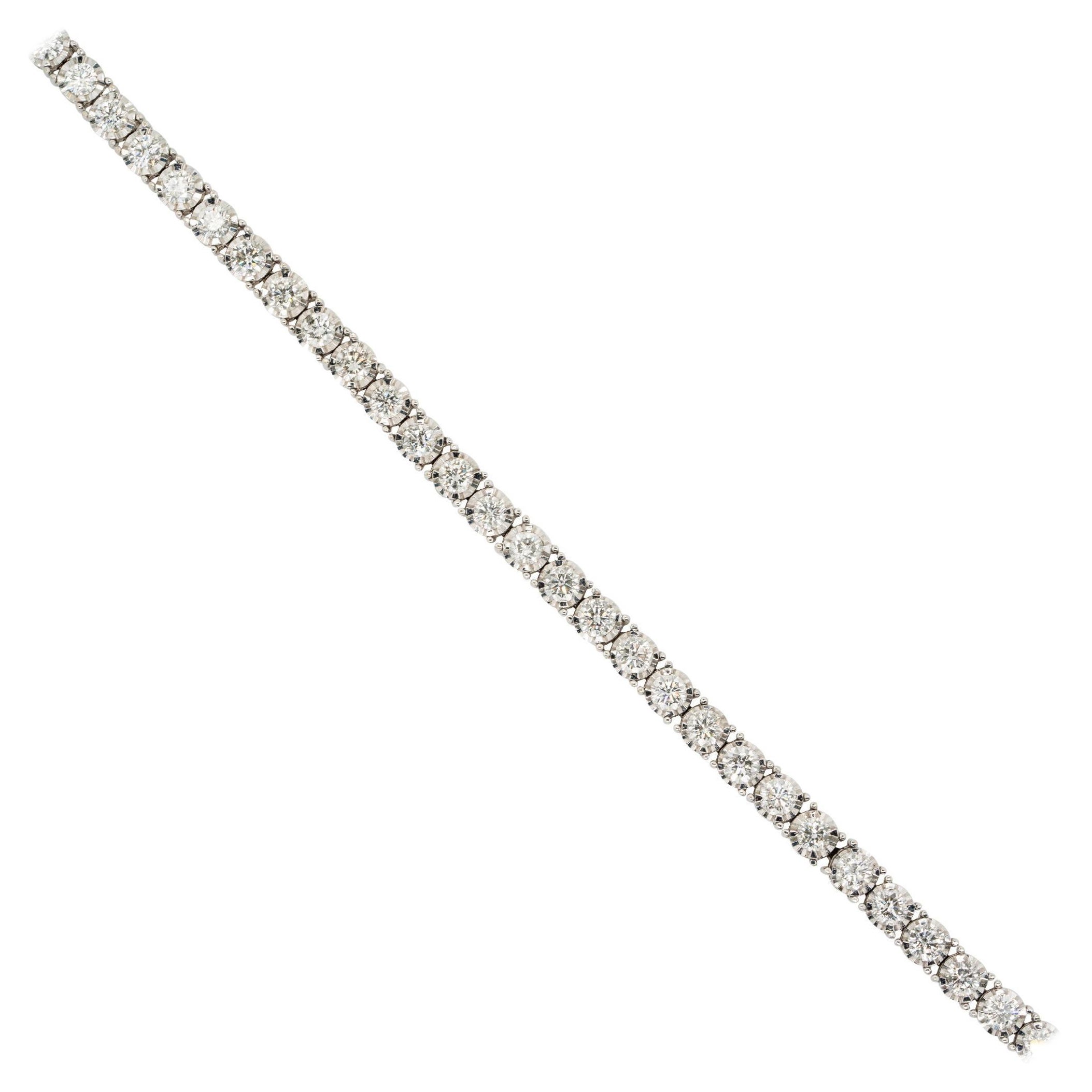 14 Karat Weißgold-Tennisarmband mit runden Diamanten, auf Lager