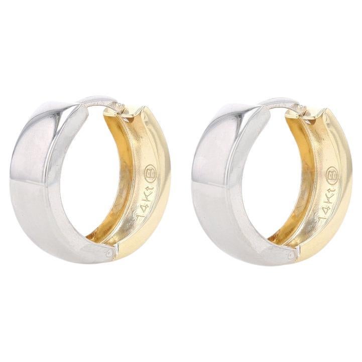 White Gold Round Hoop Earrings - 14k Pierced
