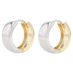 White Gold Round Hoop Earrings - 14k Pierced