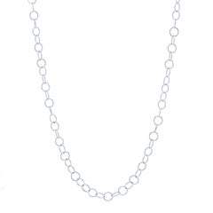 White Gold Round Link Chain Necklace 16 3/4" - 14k Narrow Rolo Italy