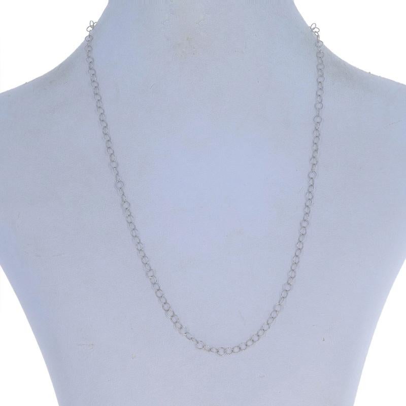 White Gold Round Link Chain Necklace 16 3/4
