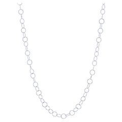 White Gold Round Link Chain Necklace 16 3/4" - 14k Narrow Rolo Italy