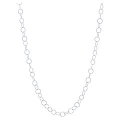 White Gold Round Link Chain Necklace 16 3/4" - 14k Narrow Rolo Italy