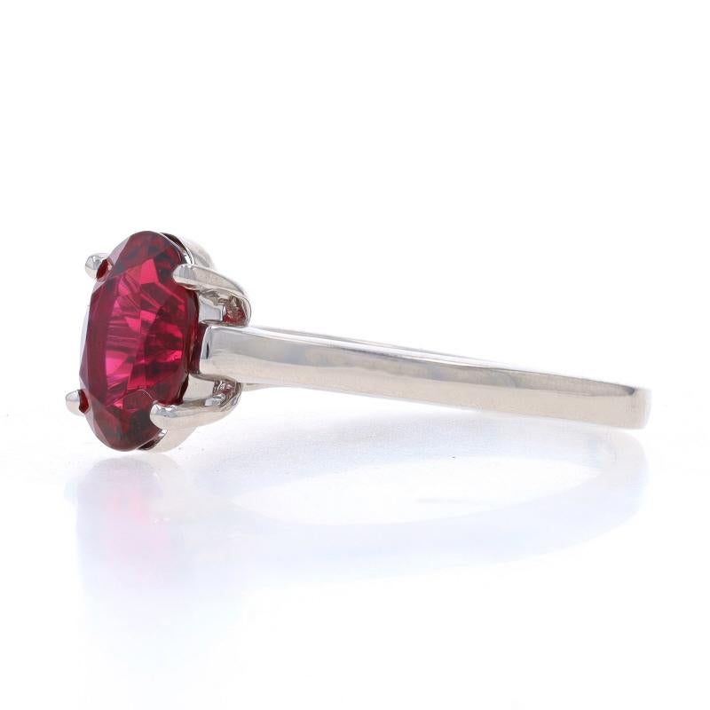 White Gold Rubellite Tourmaline Solitaire Ring - 14k Oval 1.68ct Engagement In Excellent Condition For Sale In Greensboro, NC