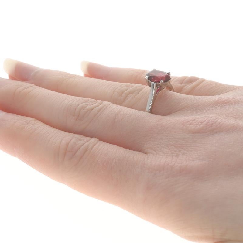 Women's White Gold Rubellite Tourmaline Solitaire Ring - 14k Oval 1.68ct Engagement For Sale