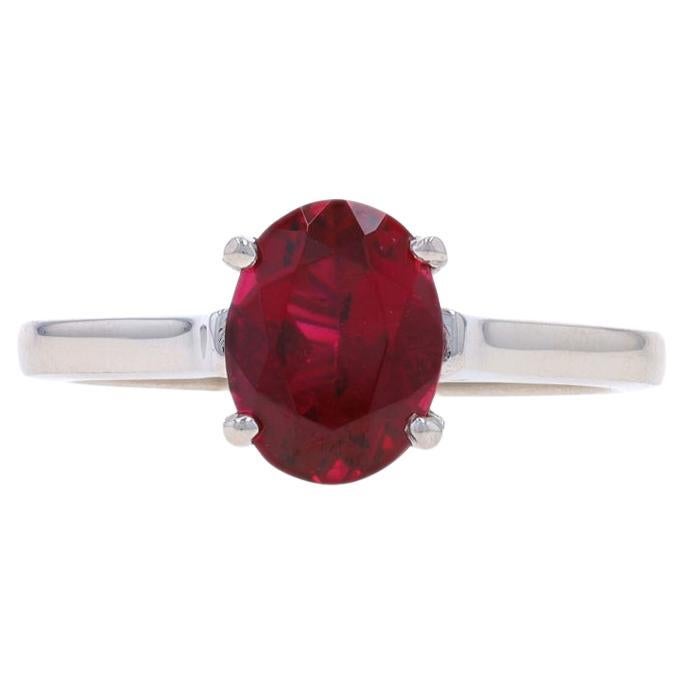 White Gold Rubellite Tourmaline Solitaire Ring - 14k Oval 1.68ct Engagement For Sale