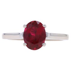White Gold Rubellite Tourmaline Solitaire Ring - 14k Oval 1.68ct Engagement