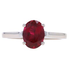 Bague solitaire en or blanc avec tourmaline rubellite - 14k Oval 1.68ct Engagement