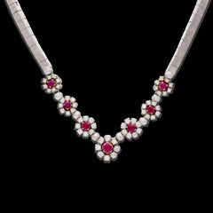 White Gold, Ruby and Diamond Necklace