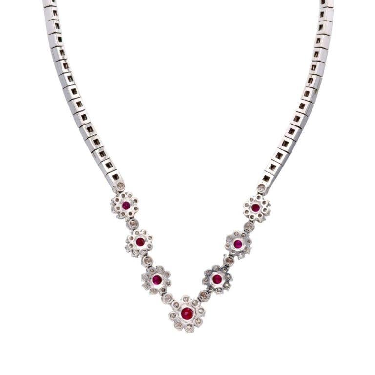 Women's White Gold, Ruby and Diamond Necklace For Sale