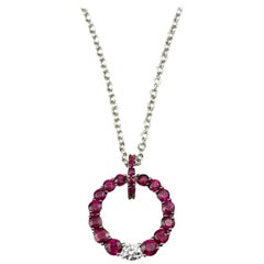 White Gold Ruby and Diamond Circle Pendant
