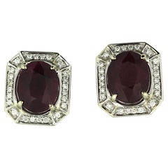 White Gold Ruby and Diamond Earrings