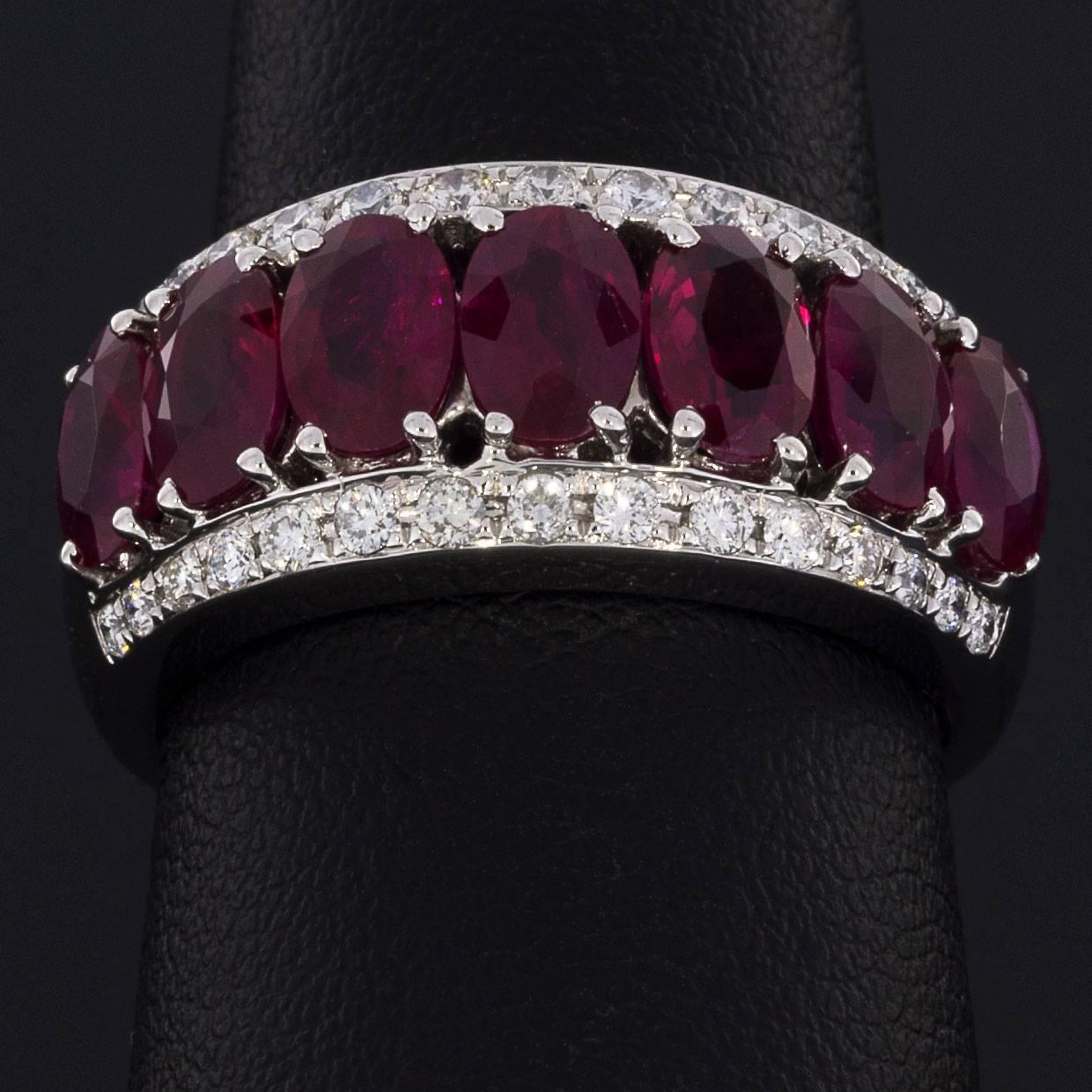 White Gold Ruby and Diamond Ring GGL Certified In Excellent Condition In Columbia, MO