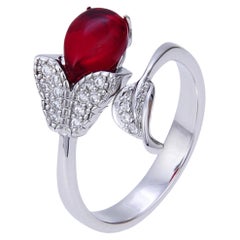 2 Carat Gold Ruby Bridal Engagement Ring for Her Unique Red Ruby Bridal Ring