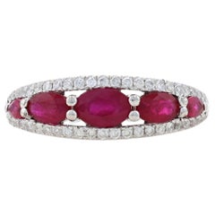 Weißgold Rubin & Diamantband 14k Oval & Marq 1,86ctw abgestufter Fünf-Stein-Ring
