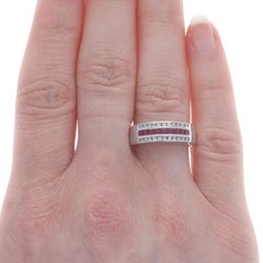 White Gold Ruby & Diamond Band - 14k Square .69ctw Stripe Ring
