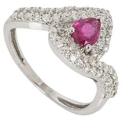 White Gold Ruby & Diamond Cluster Ring