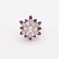 White Gold Ruby and Diamond Cocktail Ring