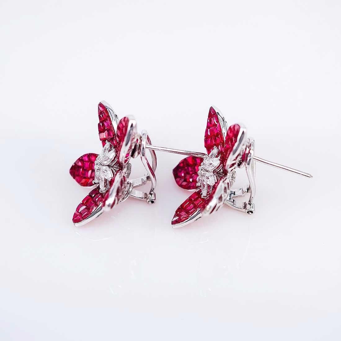 flower ruby earrings