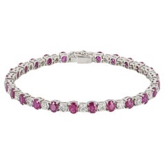 White Gold Ruby 
Diamond Line Tennis Bracelet
