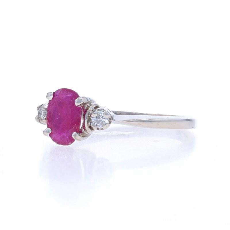 White Gold Ruby Diamond Ring - 14k Oval 1.12ctw In Excellent Condition For Sale In Greensboro, NC