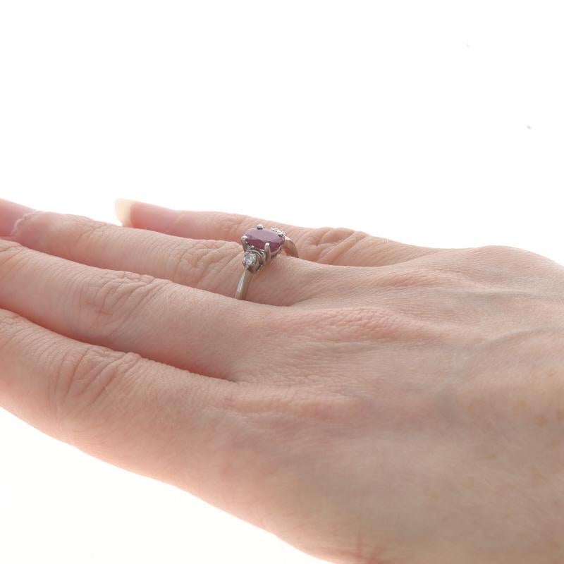 Women's White Gold Ruby Diamond Ring - 14k Oval 1.12ctw For Sale