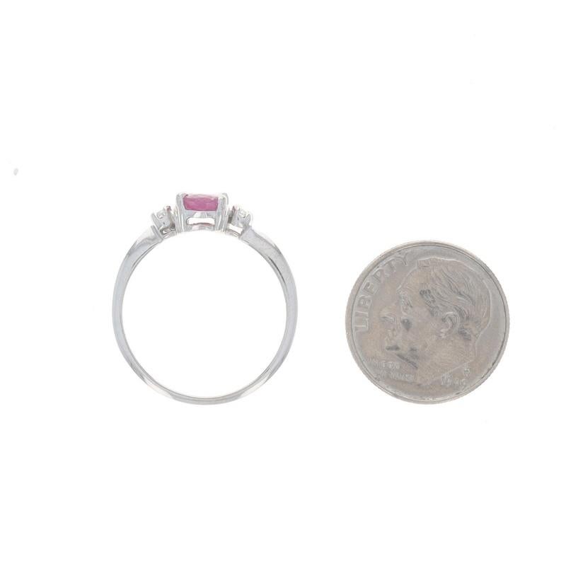 White Gold Ruby Diamond Ring - 14k Oval 1.12ctw For Sale 1