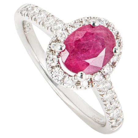 White Gold Ruby and Diamond Ring 1.53 Carat