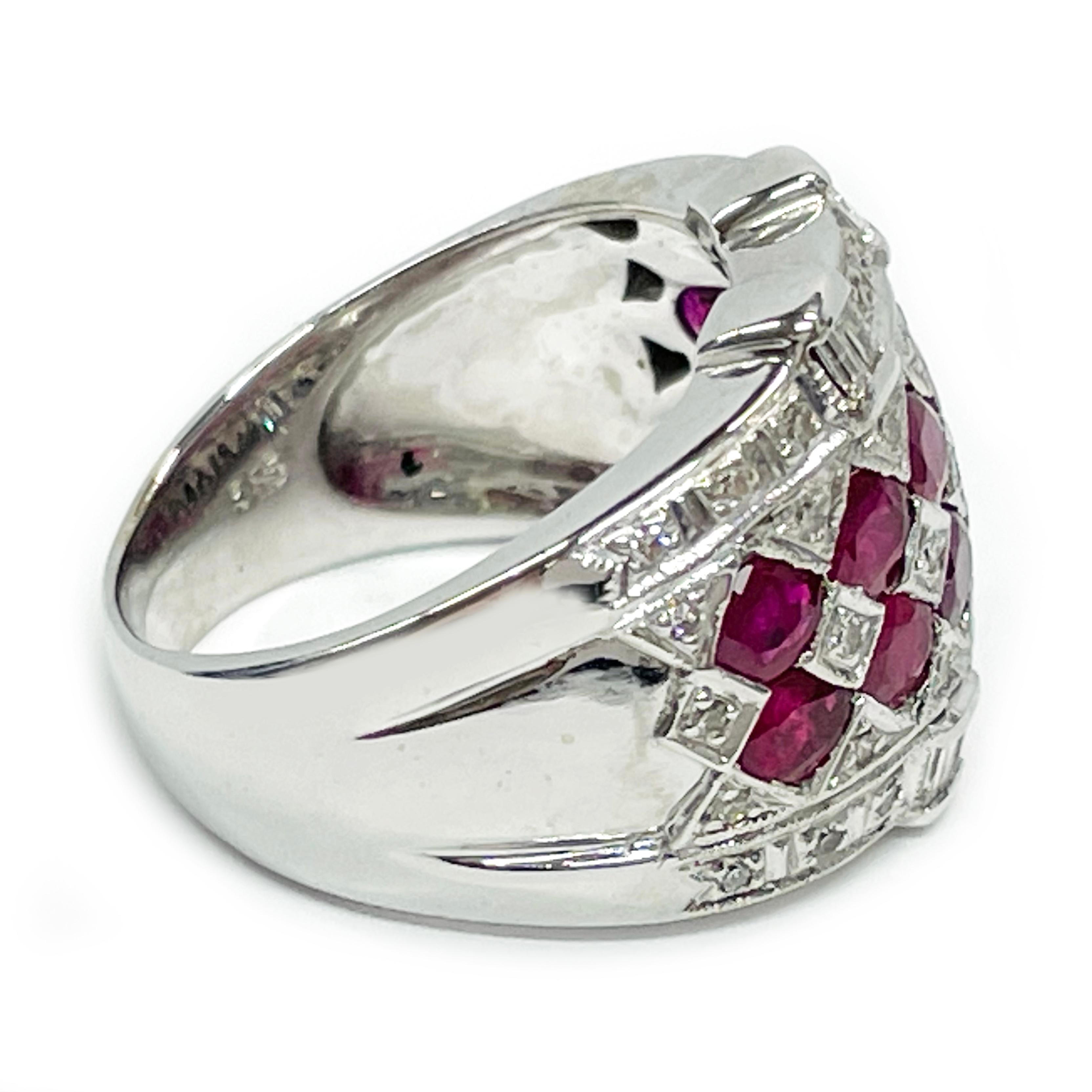 Contemporary White Gold Ruby Diamond Ring For Sale