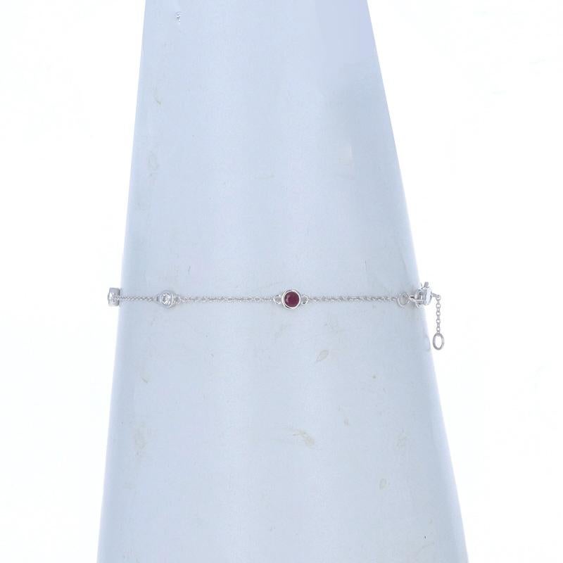 Armband aus Weißgold mit Rubin und Diamanten - 14k rund .27ctw by the Yard Verstellbar im Zustand „Neu“ im Angebot in Greensboro, NC