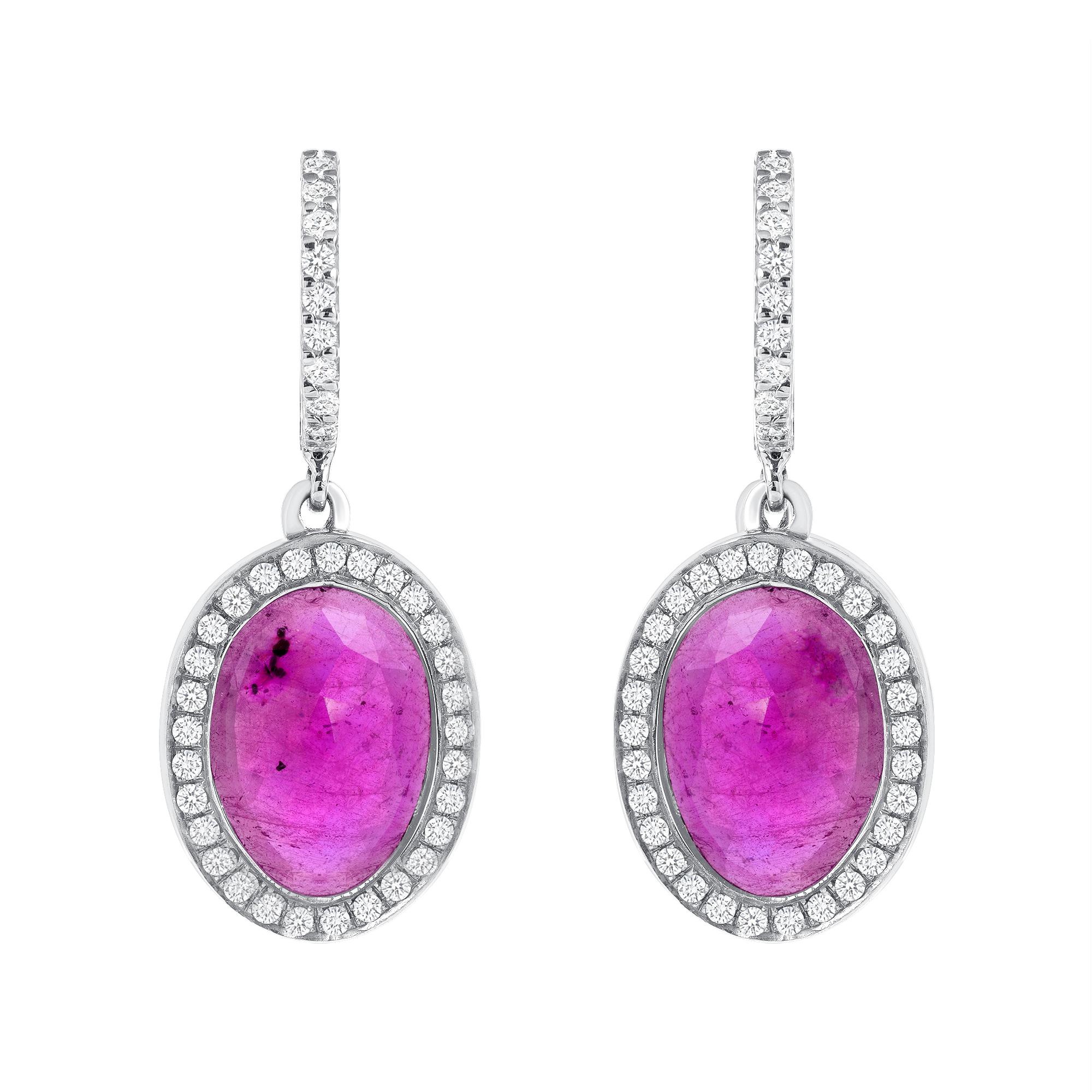 Ruby Earrings Set
White Gold with 1 carat 
Round Brilliant Genuine Diamond