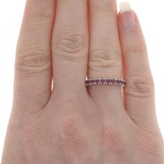 White Gold Ruby Eternity Band - 18k Round 1.50ctw Wedding Ring Stack Sz 5