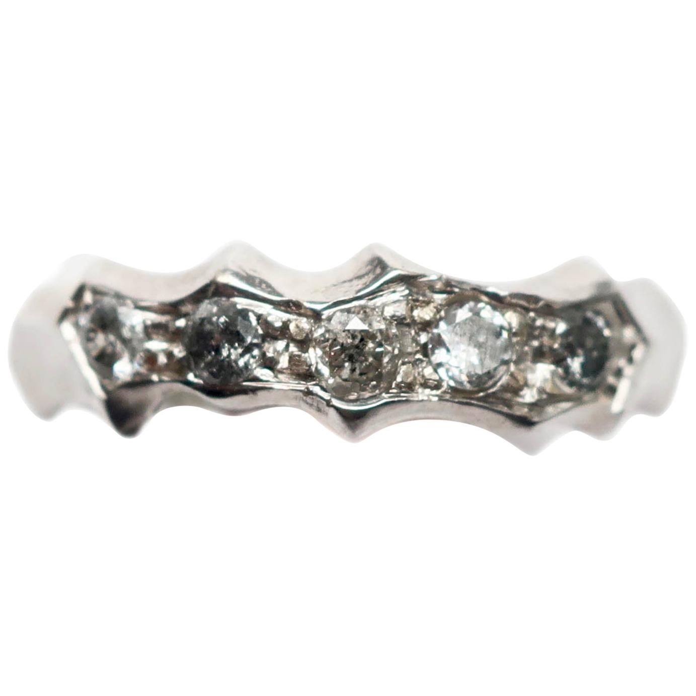 White Gold Salt and Pepper Diamond Ring Band For Sale