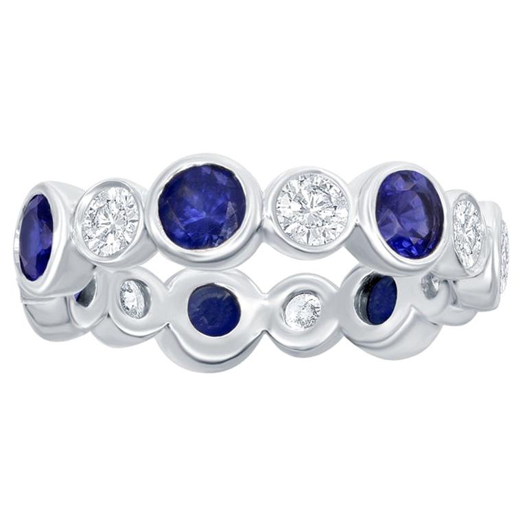 White Gold Sapphire and Diamond Eternity Bezel Ring