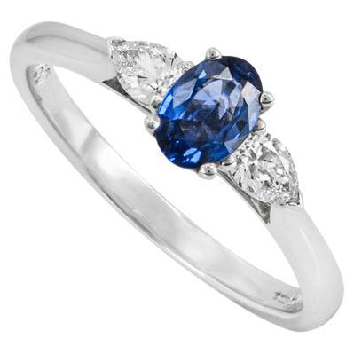 White Gold Sapphire and Diamond Ring 0.26ct For Sale