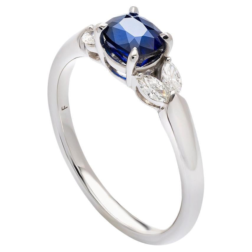 White Gold Sapphire and Diamond Ring – 1.27 Carat Total Weight, 14k Gold