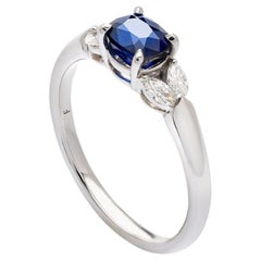 White Gold Sapphire and Diamond Ring – 1.27 Carat Total Weight, 14k Gold