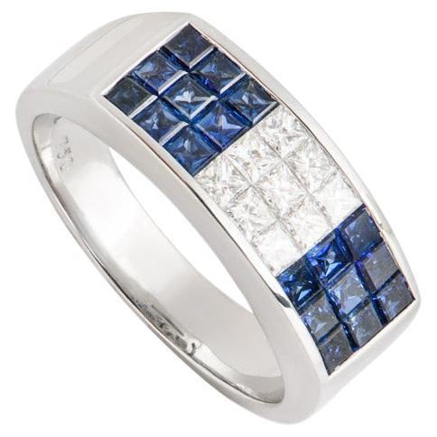 White Gold Sapphire and Diamond Ring For Sale
