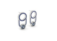 White Gold, Sapphire, and Spinel Drop down earrings