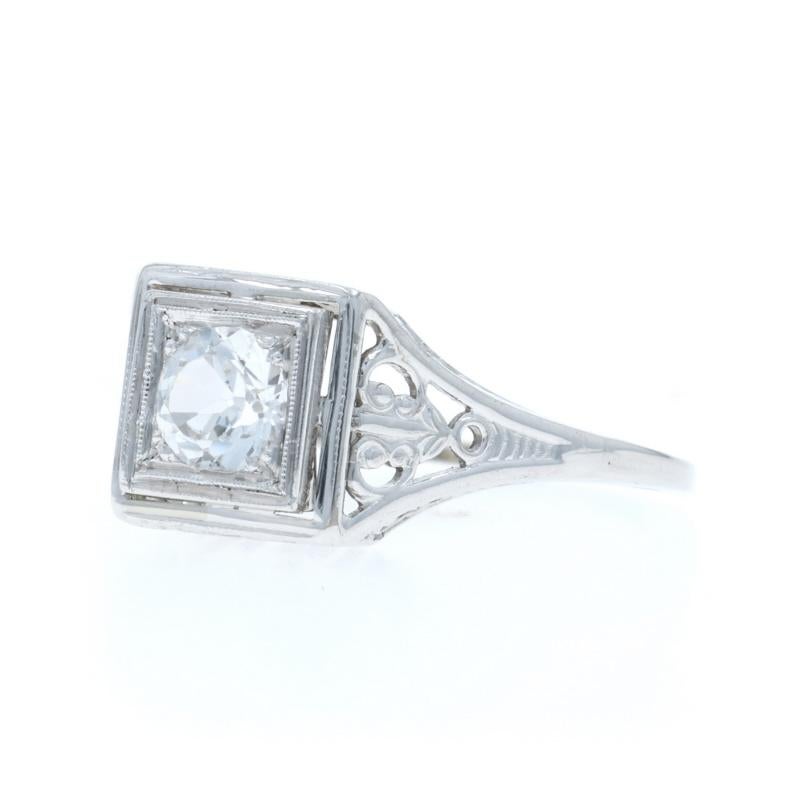 Weißgold Saphir Art Deco Solitär Verlobungsring - 14k Euro .80ct Vintage By im Zustand „Hervorragend“ im Angebot in Greensboro, NC