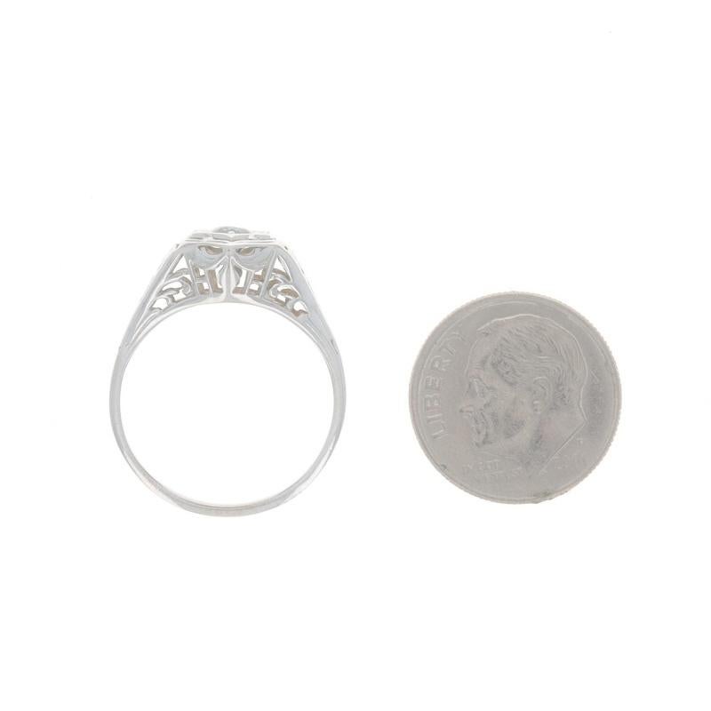 Art Deco Solitär-Ring aus Weißgold mit Saphir - 18k Rd.32ct Vintage Verlobungsring Damen im Angebot