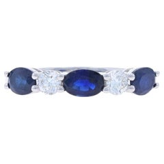 White Gold Sapphire & Diamond Band - 14k Oval 1.99ctw Ring