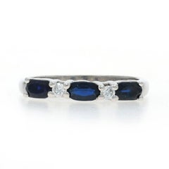 Anneau en or blanc avec saphir et diamant - 14k Oval .68ctw Ring