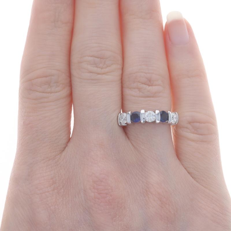 Round Cut White Gold Sapphire Diamond Band - 14k Round 1.24ctw Stackable Wedding Ring For Sale